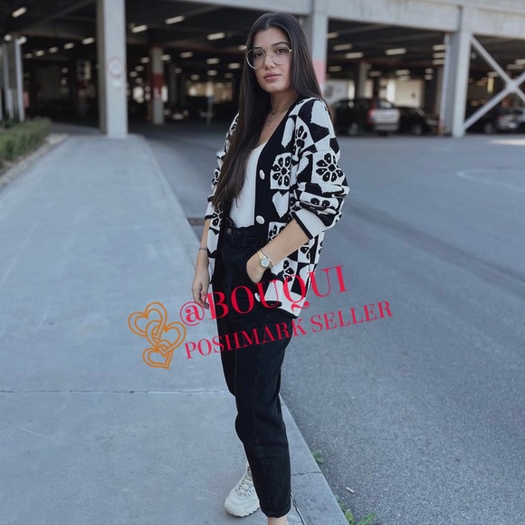 BLOGGERS FAV ZARA V-NECK KNIT JACQUARD JACKET CARDIGAN - Picture 12 of 15